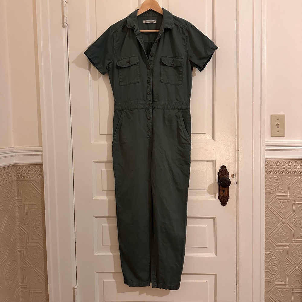 Outerknown S.E.A. Jumpsuit Cotton Short Sleeve Olive Night Green Size Small - Picture 3 of 8